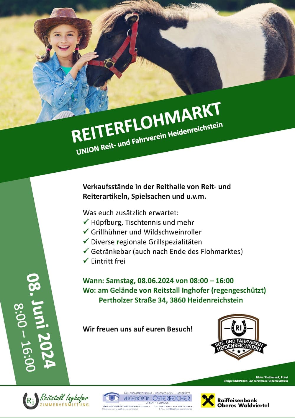 Plakat zum Reiterflohmarkt am 8. Juni 2024